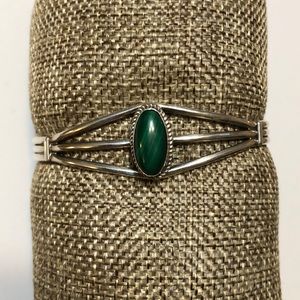 Boho chic sterling silver gemstone bracelet cuff